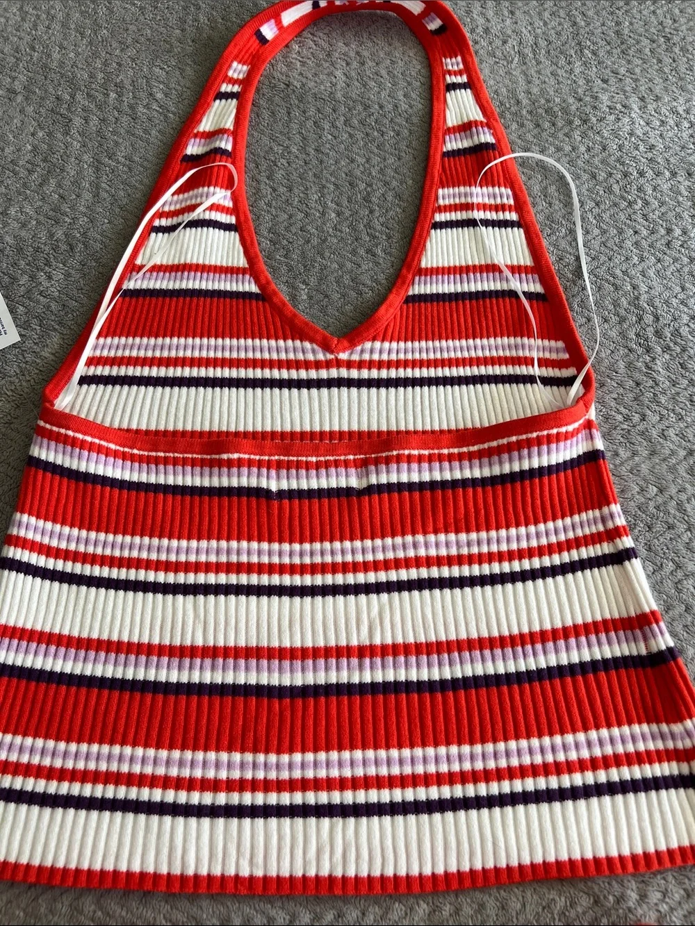 NWT Old Navy Red Striped Knit High Rise Ribbed Shorts & Halter Crop Top Set